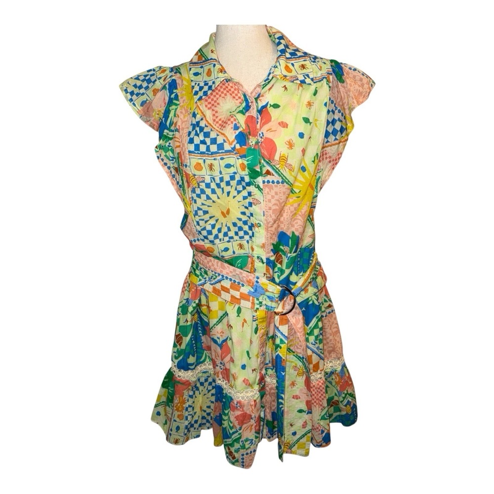 Ramy Brook Marceline Garden Belted Cotton Poplin Mini Dress Women's XXL Cruise
